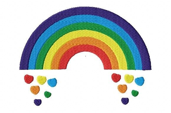 Rainbow with Falling Hearts: An Embroidery Seller’s Review