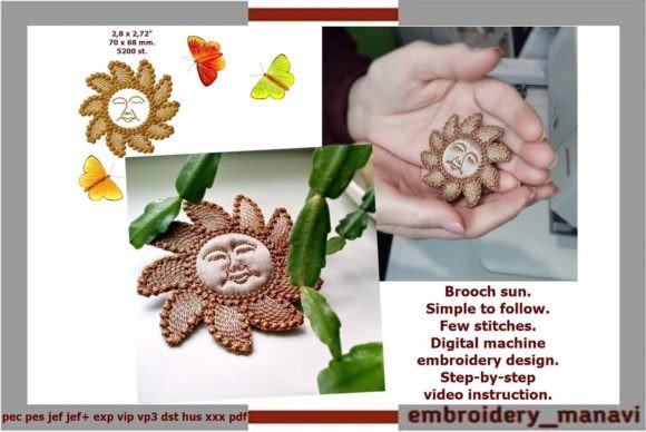 Sun Brooch Embroidery Design Review for Small Business Merch